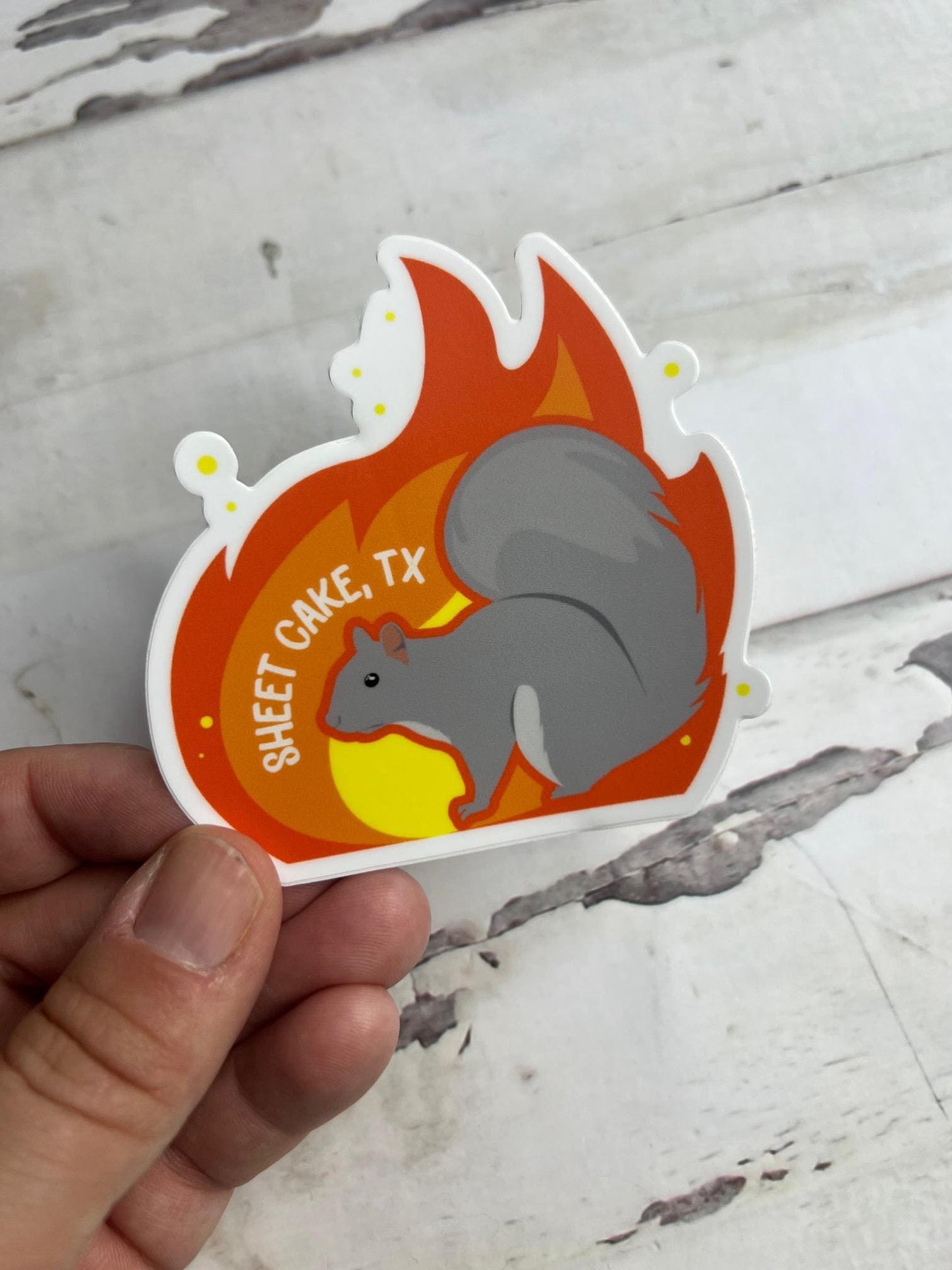 Sticker - Sheet Cake Flaming Squirrel (2.5 inch)